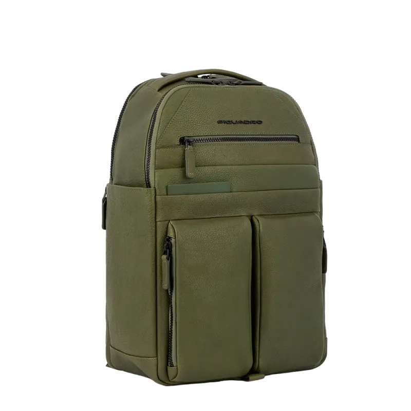 Zaino Porta computer in pelle Piquadro Paavo verde 2