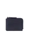 Bustina in pelle porta monete e carte di credito Piquadro Paavo blu