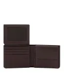 Piquadro Paavo Small Men's wallet with flip up ID window, coin pocket and credit card slots, , dark brown