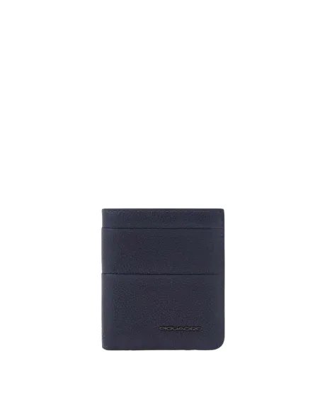 Portafogli uomo verticale con porta monete e volantino per documenti Piquadro Paavo blu