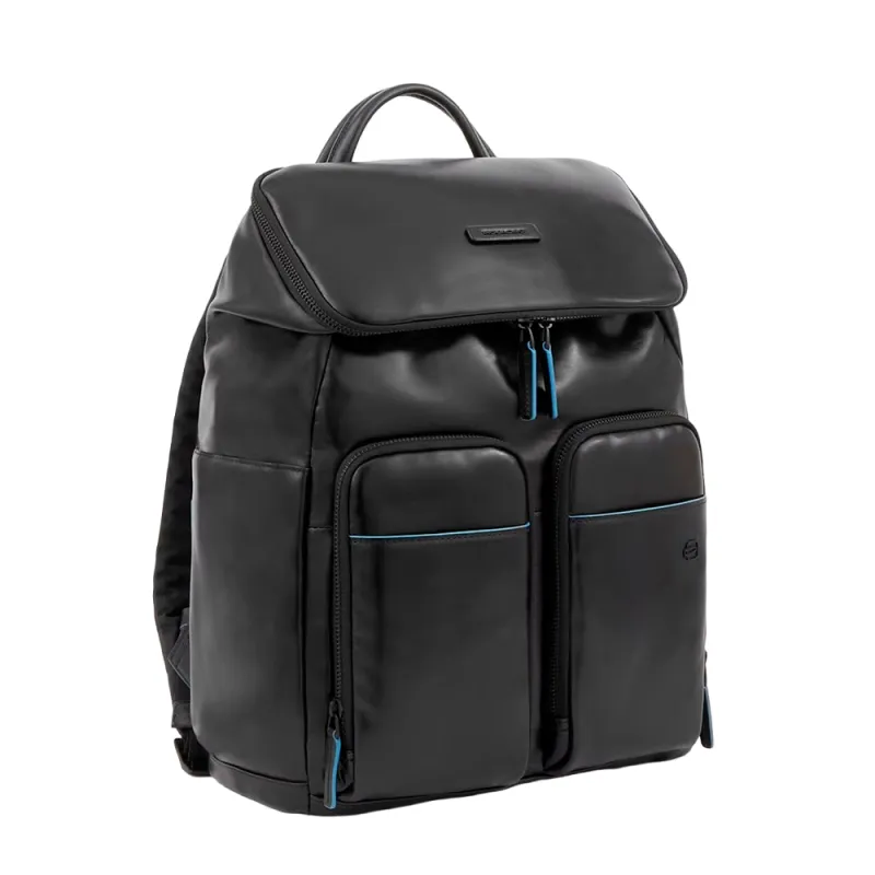 Zaino in pelle Piquadro Blue Square Revamp nero 2