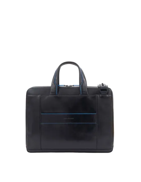 Slim computer bag with iPad® compartment Piquadro Blue Square Revamp, blue