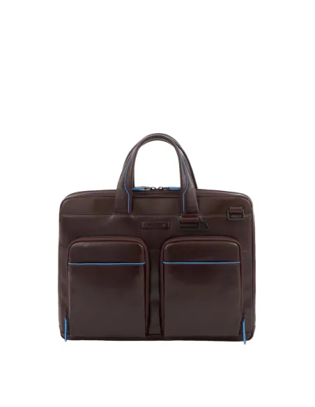 Schmale Laptoptasche mit iPad®-Fach Piquadro Blue Square Revamp, Dunkelbraun