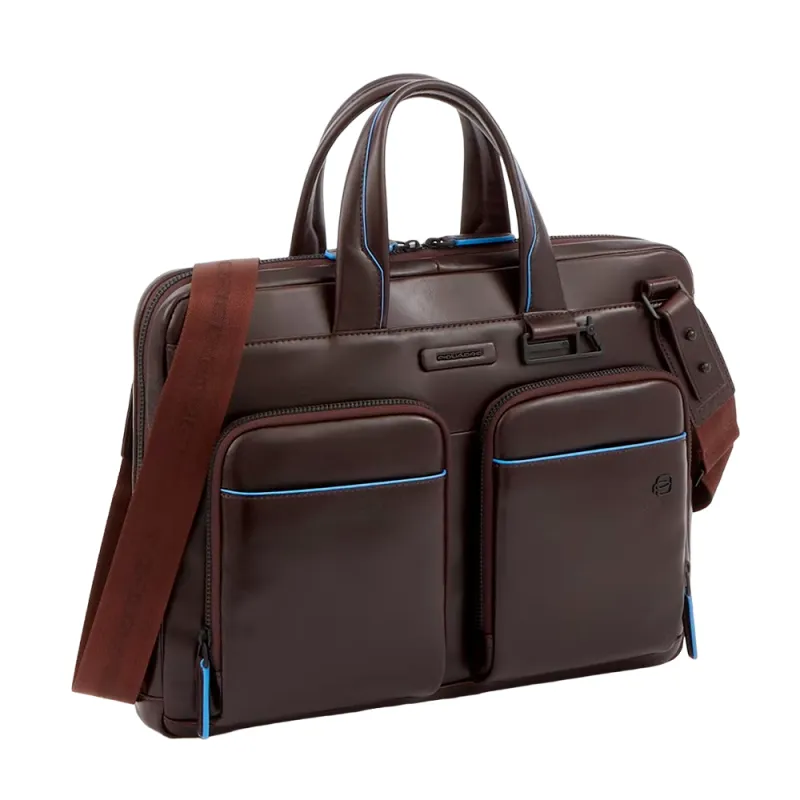 Slim computer bag with iPad® compartment Piquadro Blue... 2