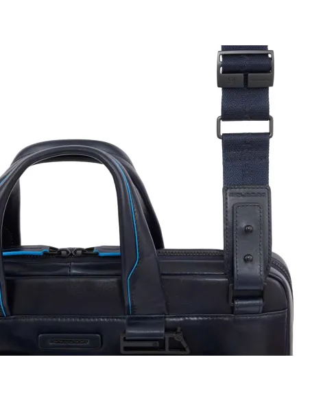 Slim computer bag with iPad® compartment Piquadro Blue Square Revamp, black