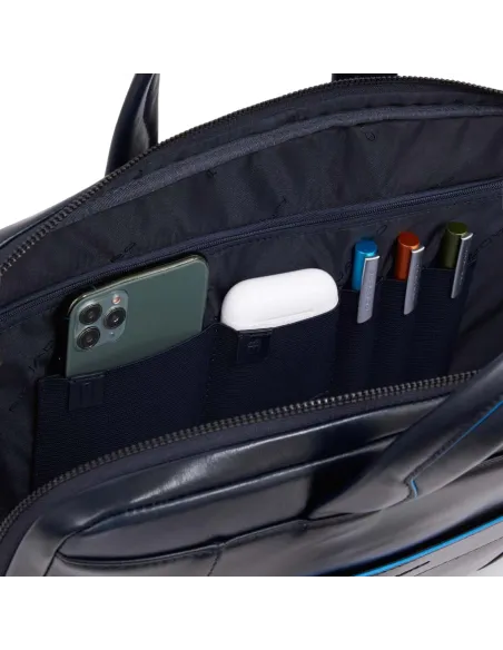 Schmale Laptoptasche mit iPad®-Fach Piquadro Blue Square Revamp, schwarz