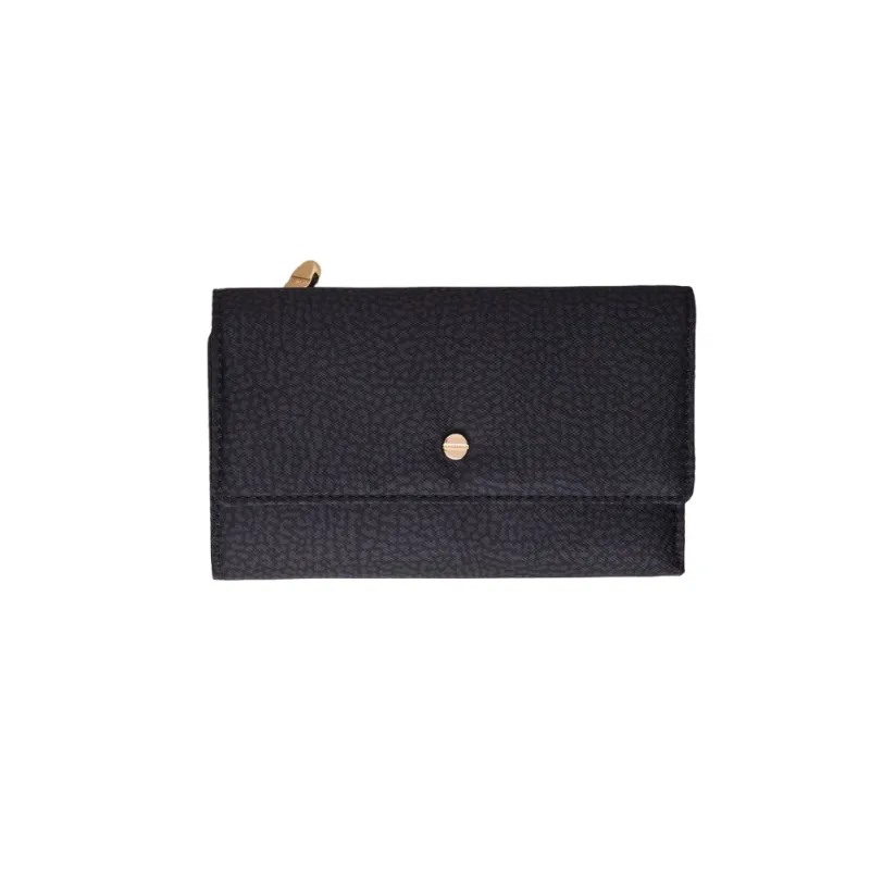 Borbonese Women's wallet with flap opening, dark black