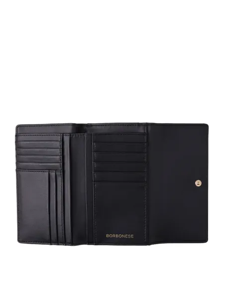 Borbonese Damenbrieftasche mit Klappenöffnung, dark black