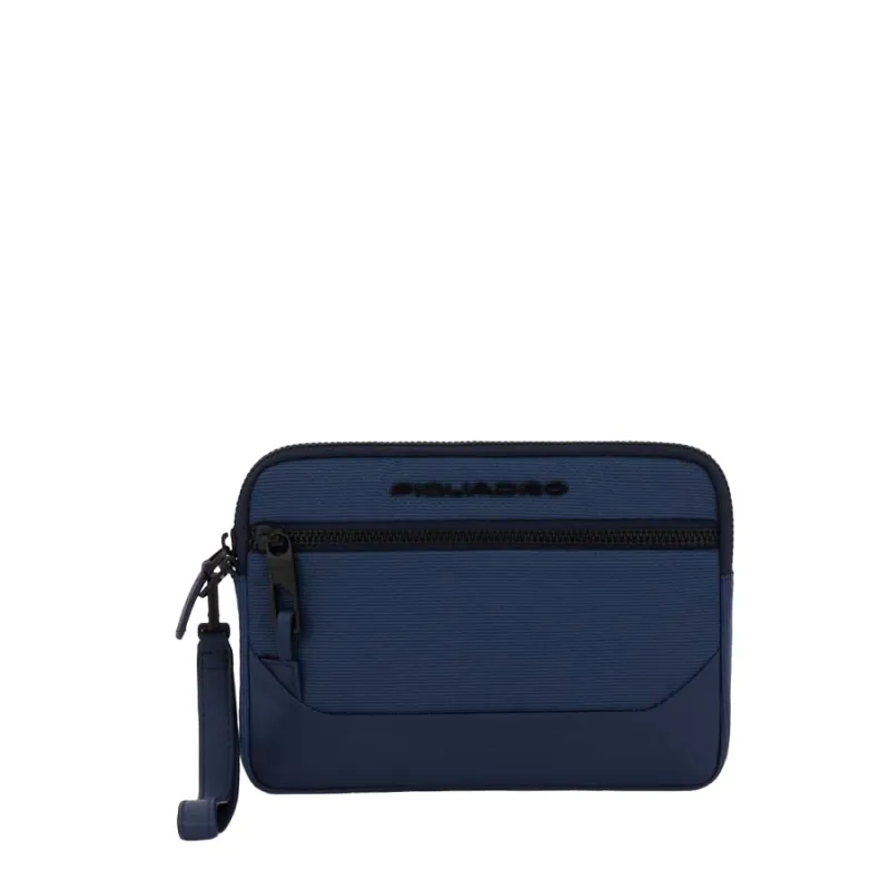 Pochette sottile con manico Piquadro Gio blu