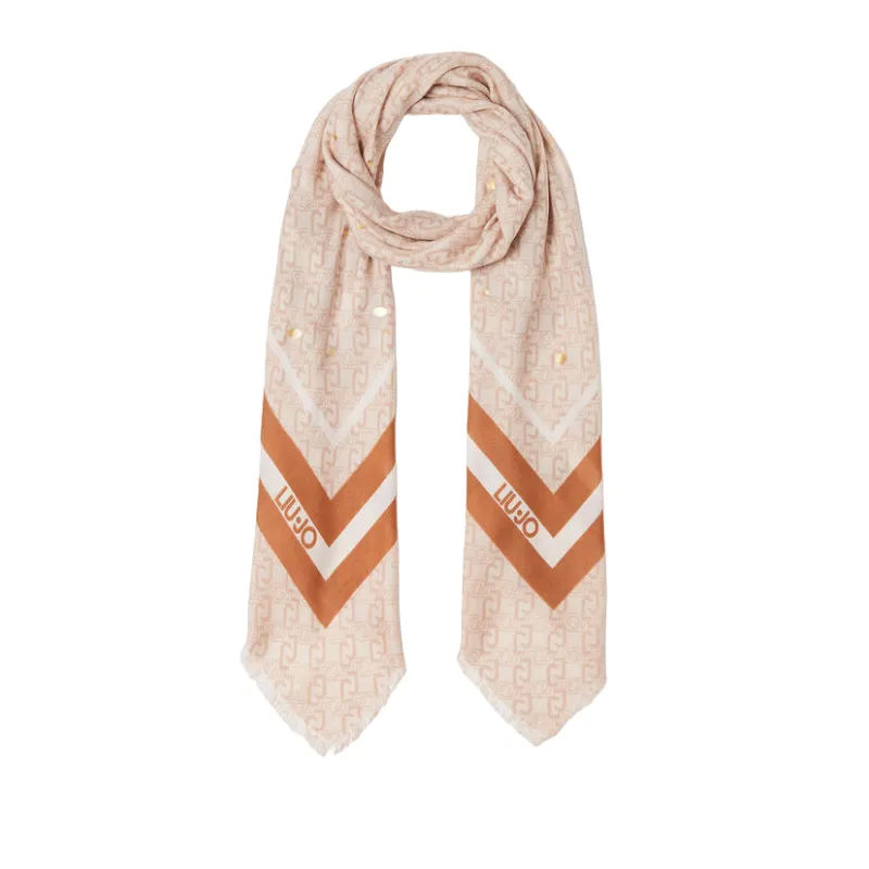 Liu Jo Foulard with jacquard logo, beige