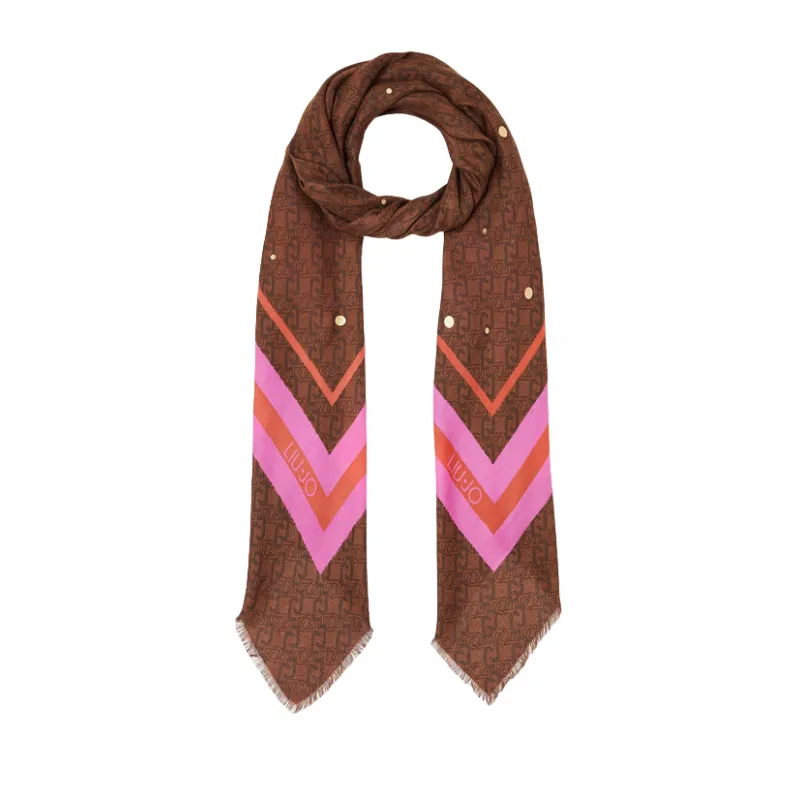 Foulard con logo jacquard Liu Jo marrone