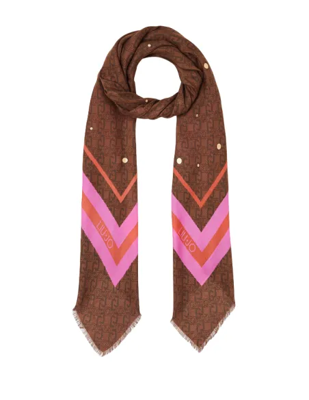 Liu Jo Foulard with jacquard logo, brown