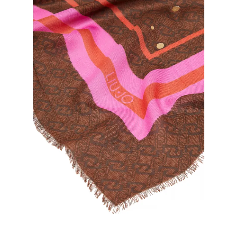 Foulard con logo jacquard Liu Jo marrone 2