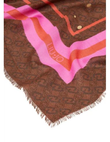 Foulard con logo jacquard Liu Jo marrone