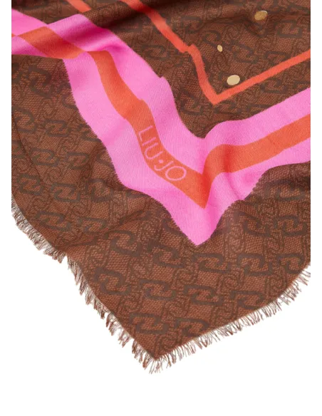 Foulard con logo jacquard Liu Jo marrone