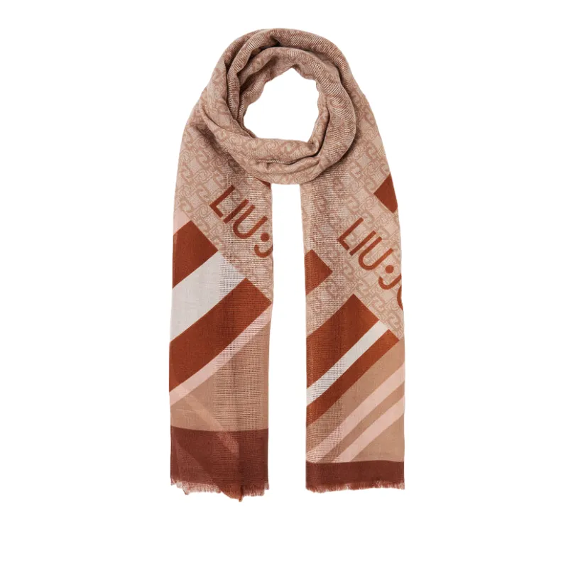 Stola Liu Jo con logo jacquard marrone