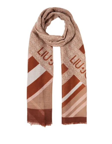 Stola Liu Jo con logo jacquard marrone