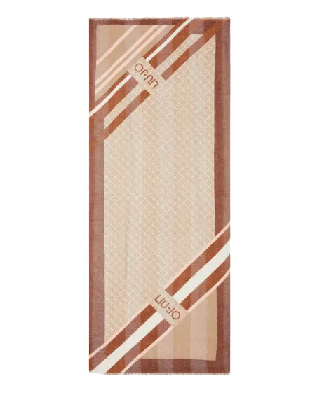 Stola Liu Jo con logo jacquard marrone