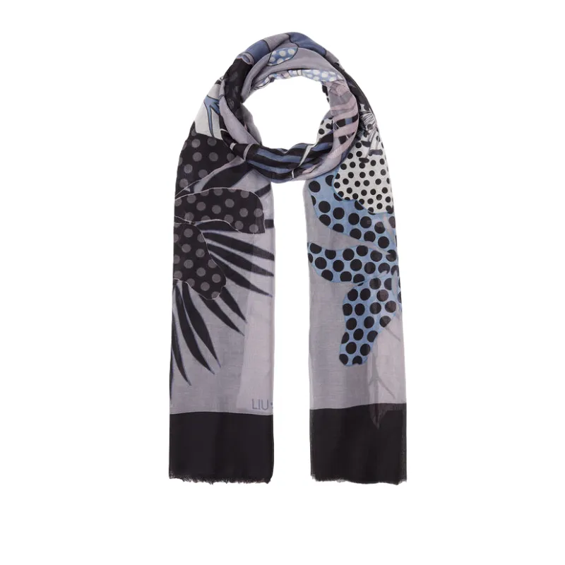 Liu Jo scarf with tropical print, black