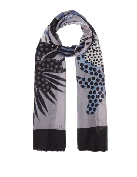 Liu Jo scarf with tropical print, black