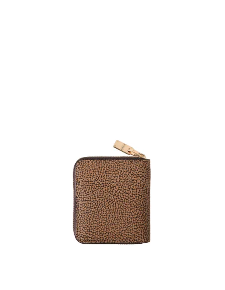 Portafogli donna piccolo con zip Borbonese OP Naturale-Nero