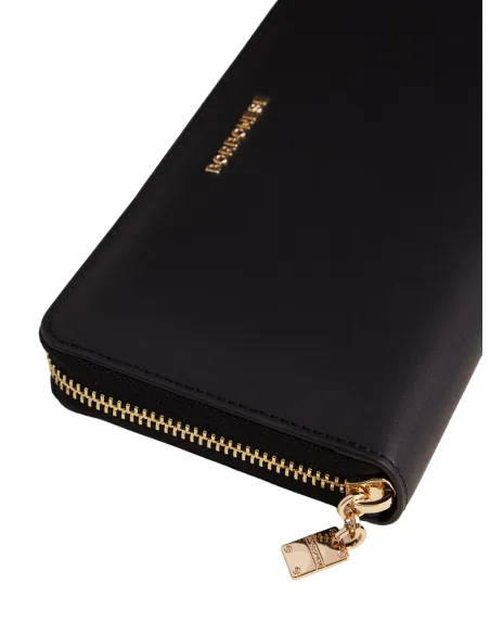 Damenbrieftasche aus Leder mit Reißverschluss Borbonese, schwarz