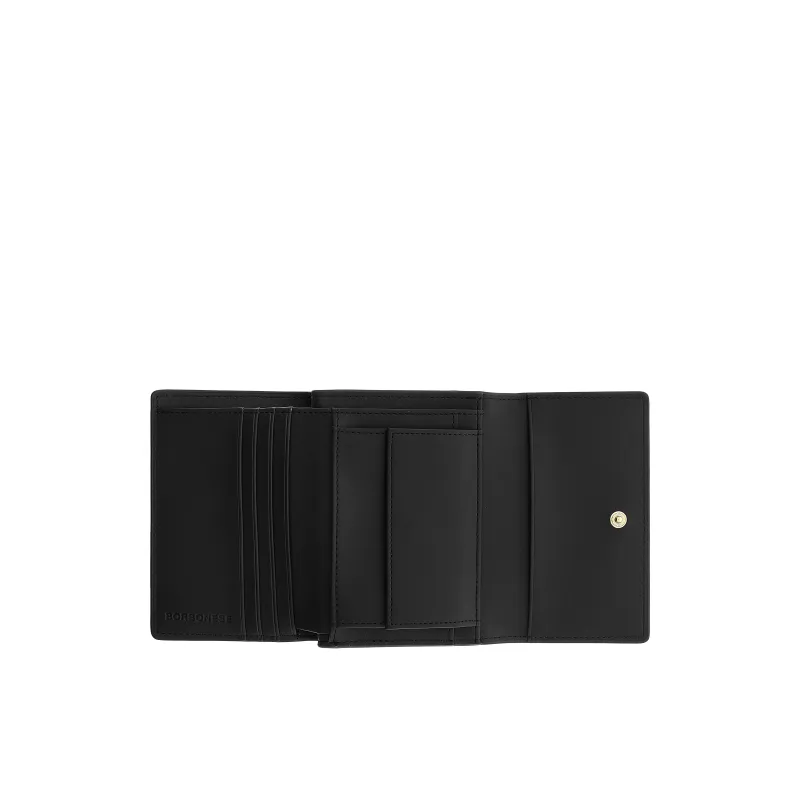 Borbonese medium women's wallet in leather, black 2