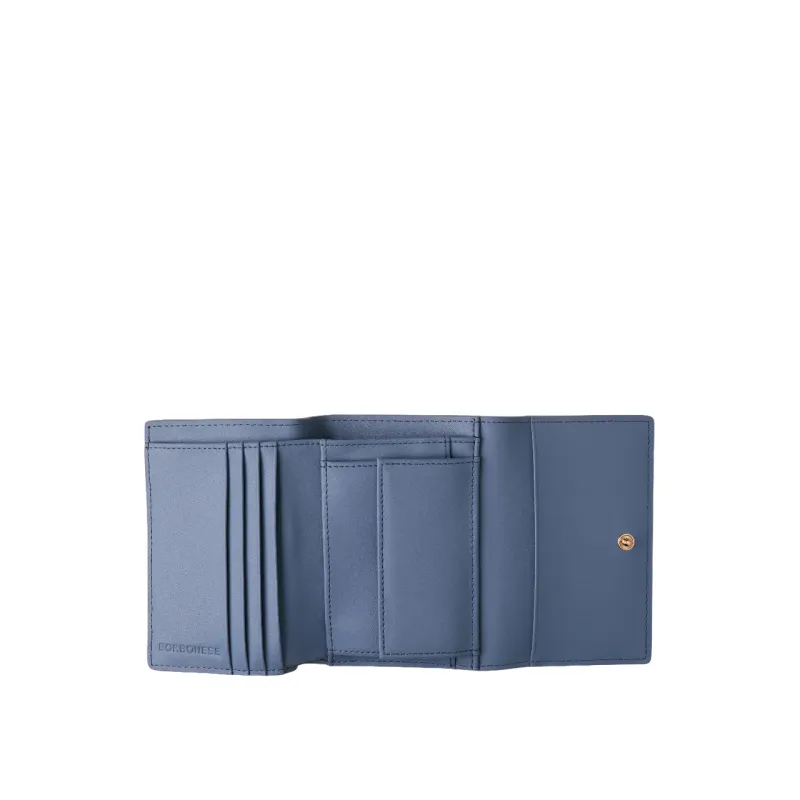 Borbonese medium women's wallet in leather, light blue 2