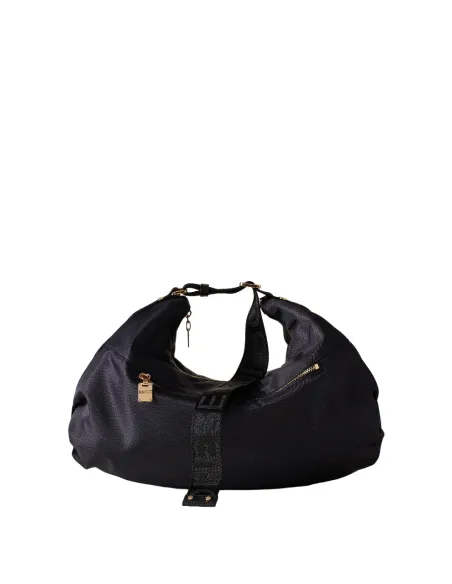 Borbonese Recycled fabric shoulder bag Dark Black