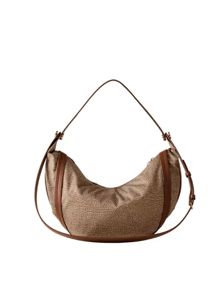 Borsa a spalla media Borbonese New Orbit beige-marrone