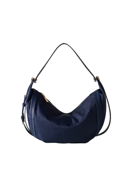 Borsa a spalla media Borbonese New Orbit blu