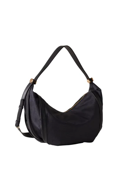 Borbonese New Orbit Damentasche mit verstellbarem, abnehmbarem Schulterriemen, schwarz