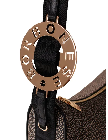 Borbonese women's shoulder bag, OP Natural black