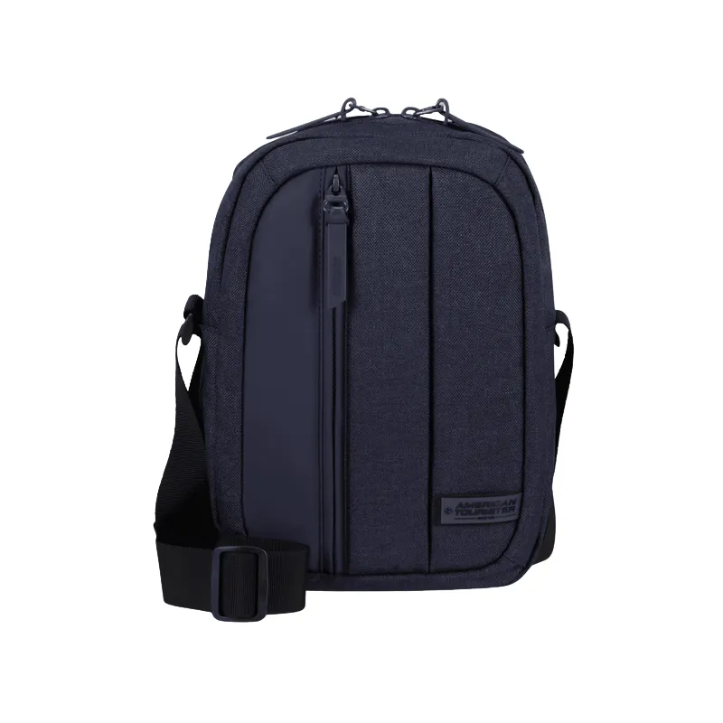 Men's recycled fabric cross-body bag, blue