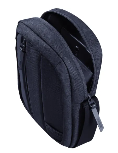 Men's recycled fabric cross-body bag, blue