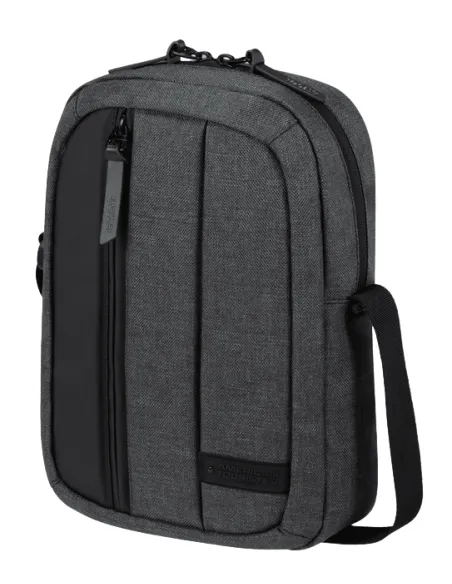 Men's recycled fabric cross-body bag, grey