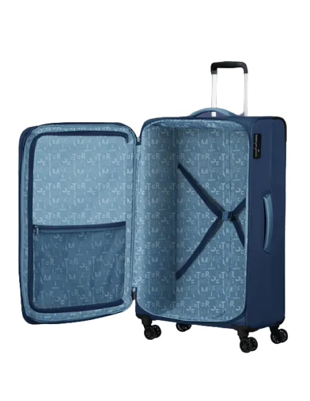 American Tourister Pulsonic large expandable trolley, Combat Navy
