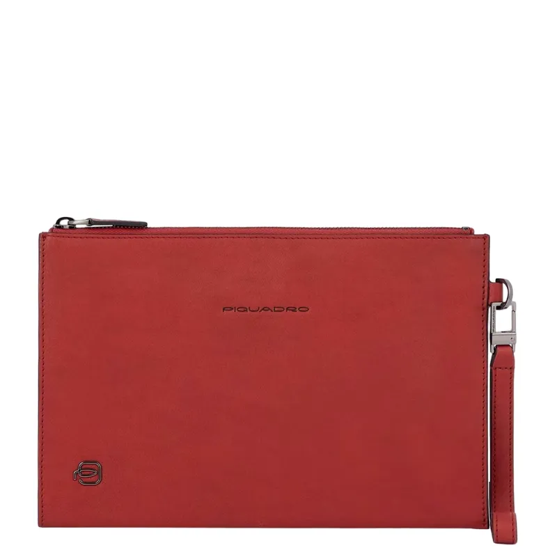 Herrenhandgelenktasche Black Square rot