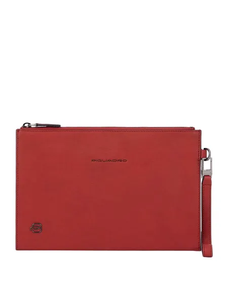 Herrenhandgelenktasche Black Square rot