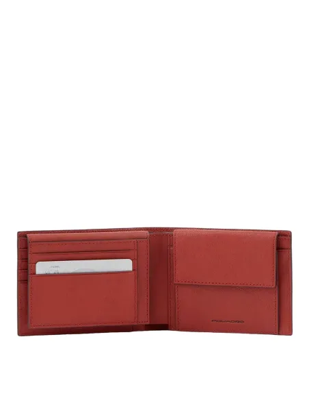 Herrengeldbörse mit Münzfach und Dokumentenklappe Black Square rot