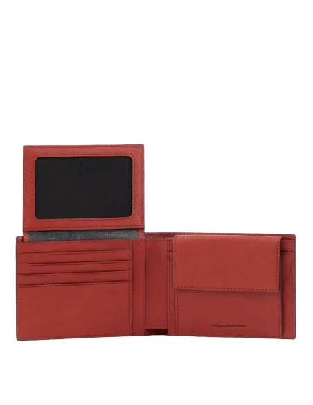 Men's wallet with flip up ID window Black Square red