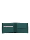Men's wallet with flip up ID window Black Square green