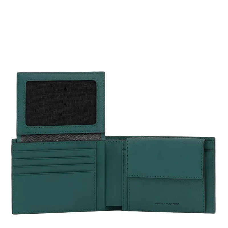 Men's wallet with flip up ID window Black Square green 2