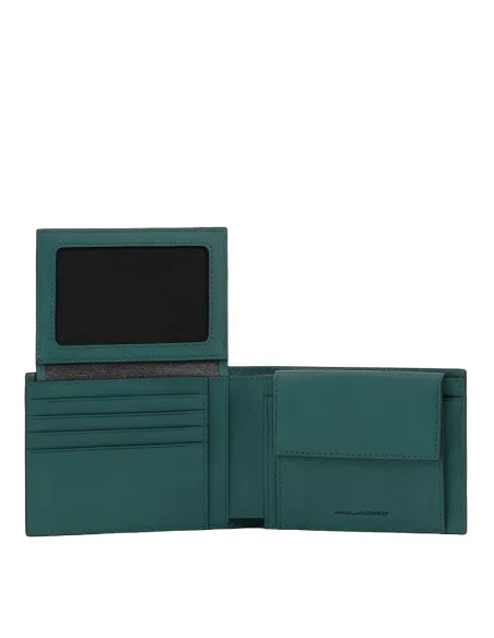 Herrengeldbörse mit Münzfach und Dokumentenklappe Black Square grün