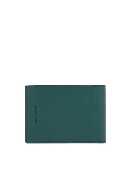 Men's wallet with flip up ID window Black Square green