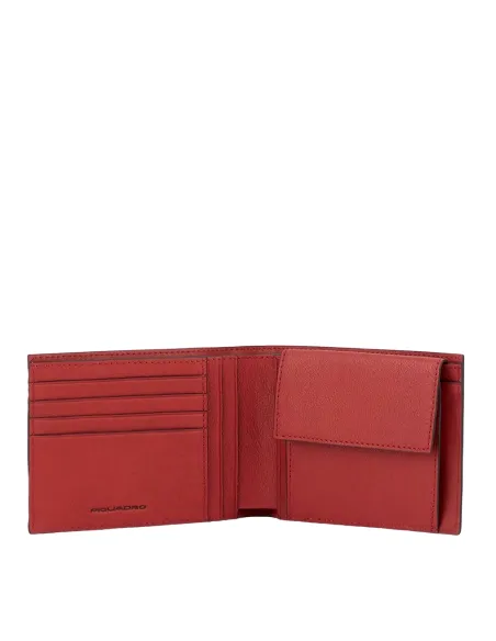 Piquadro Black Square Men's wallet with coin pocket red