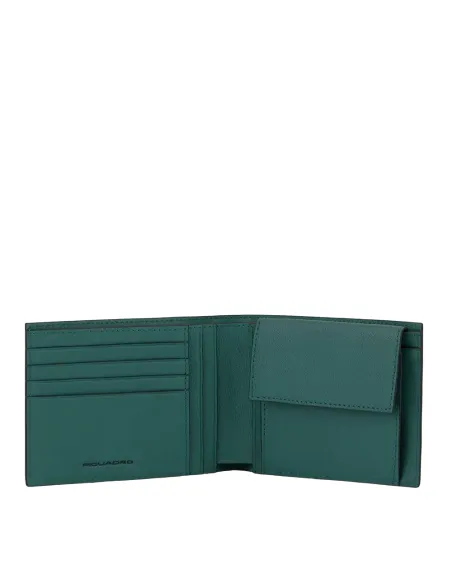 Piquadro Black Square Geldbörsen aus leder mit Münzfach grün