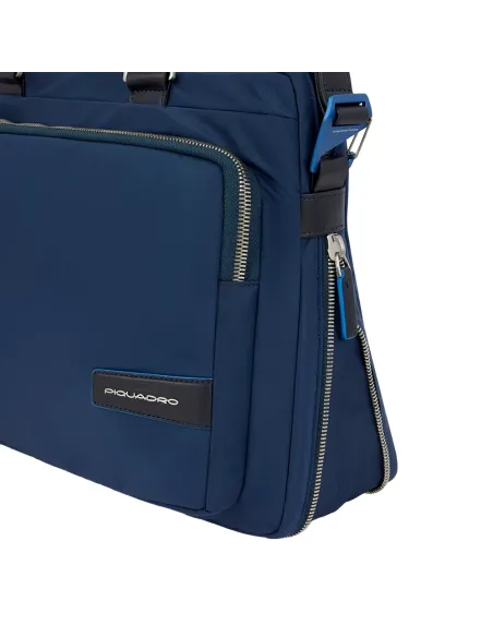 Piquadro PQ-RY erweiterbare schlanke Computer Aktentasche, blau