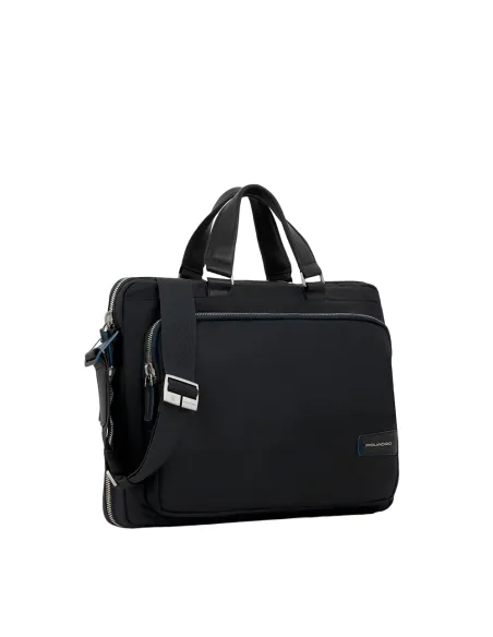 Piquadro PQ-RY erweiterbare schlanke Computer Aktentasche, schwarz