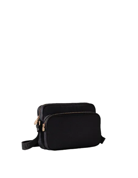 Borbonese Portrait women's shoulder bag with front pocket, black